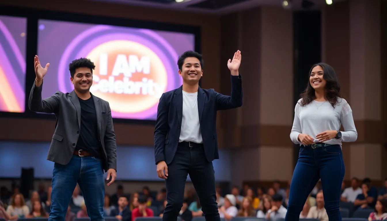 田中太郎さんが『I'm A Celebrity 2025』の優勝者として発表され、ファンからの歓声が響く中、喜びの瞬間が訪れました。