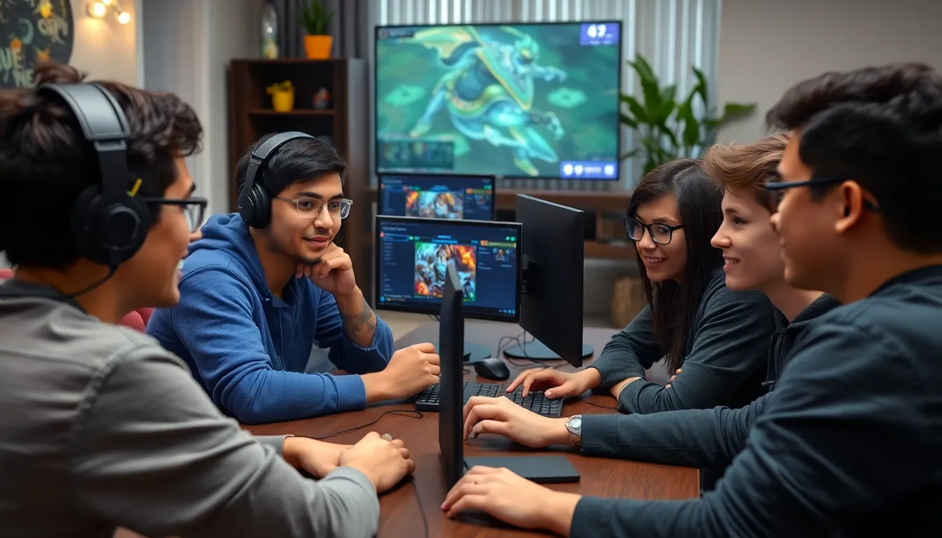 A vibrant community event showcasing the interaction between League of Legends players, highlighting their shared passion and camaraderie