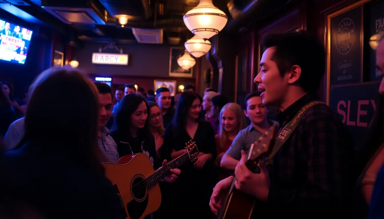 Anthony Ramos interacts with patrons at his bustling Brooklyn bar, creating a lively atmosphere filled with laughter and conversation.