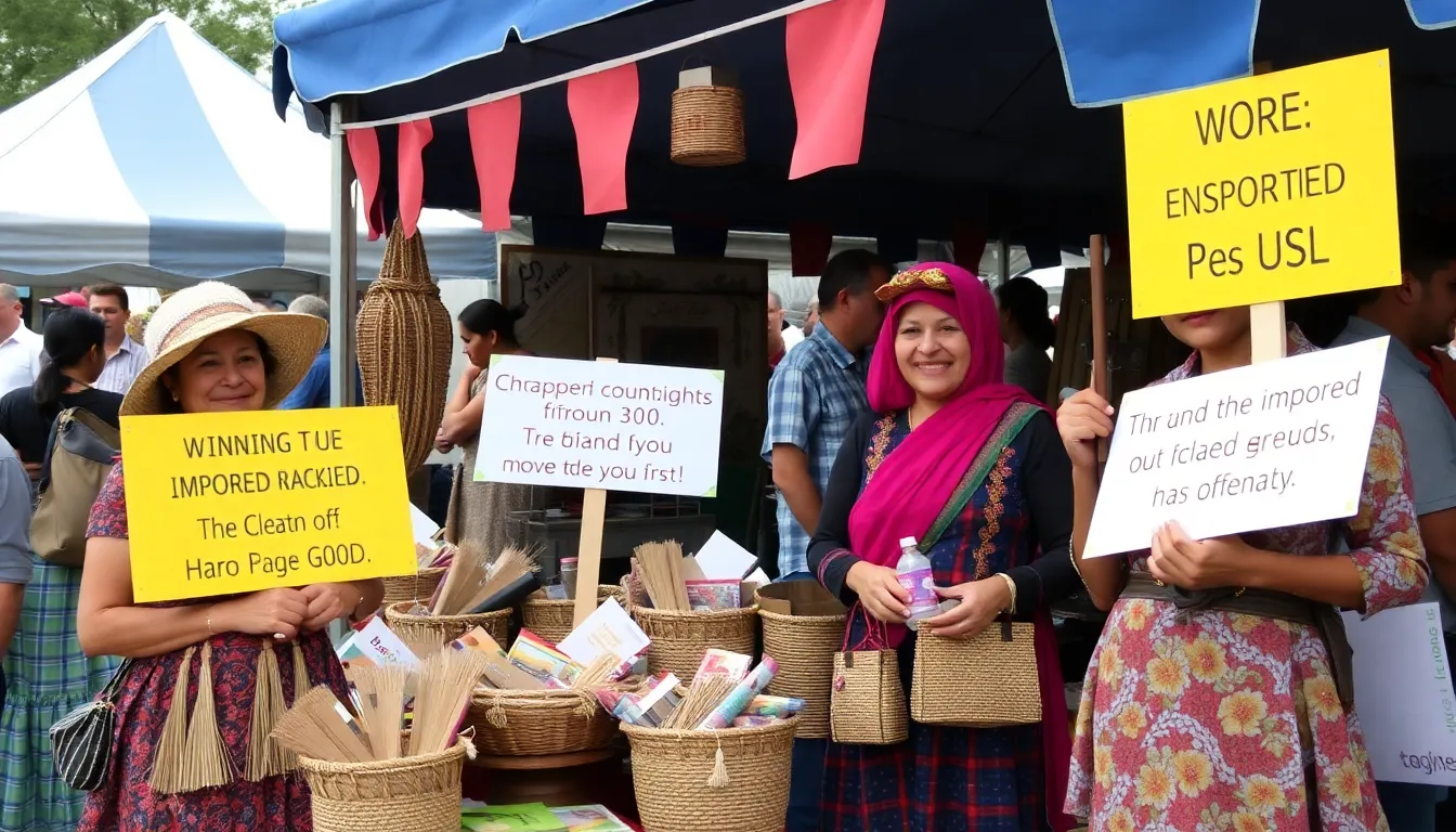 Local crafters gather at a festive fair, showcasing their handmade goods while expressing concerns over the increasing presence of lowquality imported items.