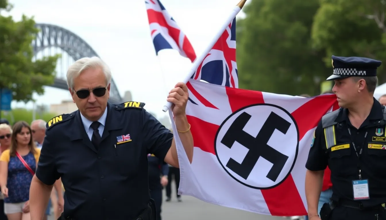 ナチスの旗を持ったデモ参加者が衝撃を与えた瞬間