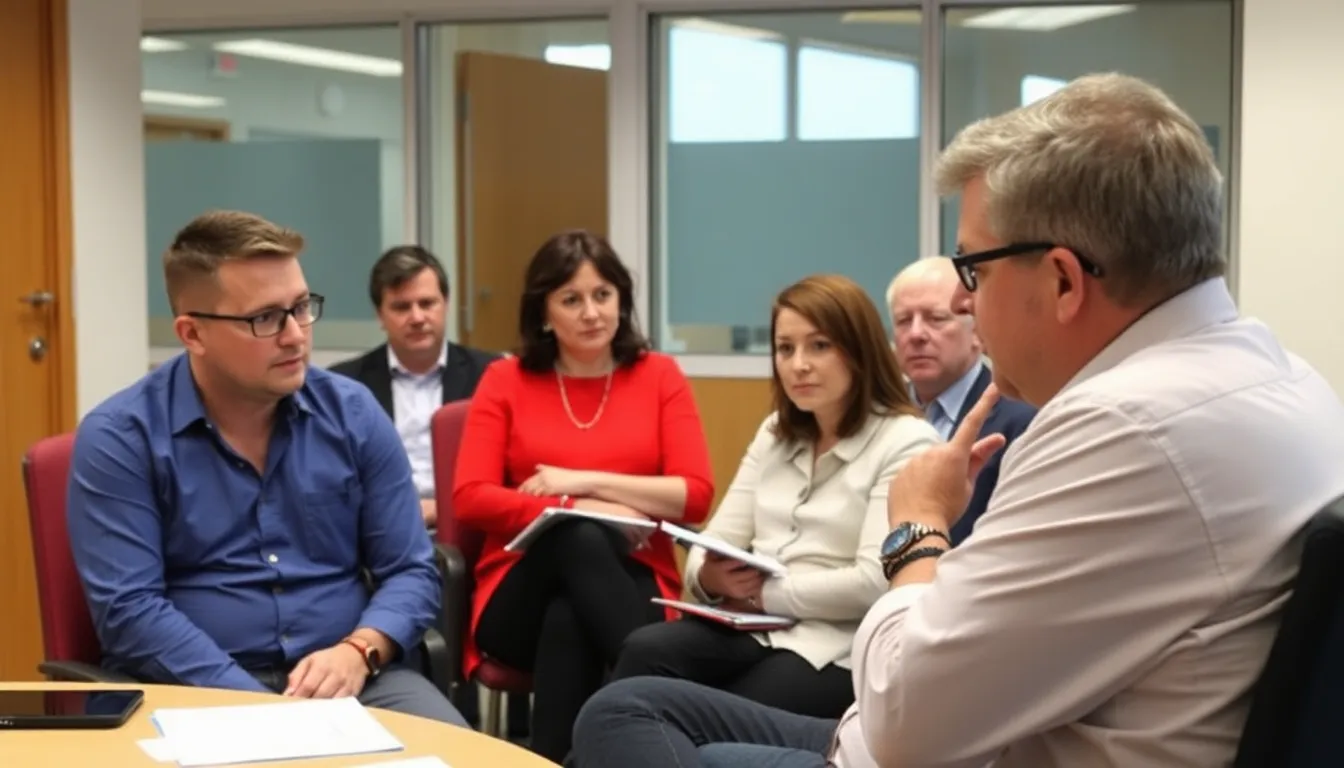 A group of scientists discusses the role of artificial intelligence in healthcare during a live broadcast of BBC Inside Science, with charts and data displayed on screens in the background.
