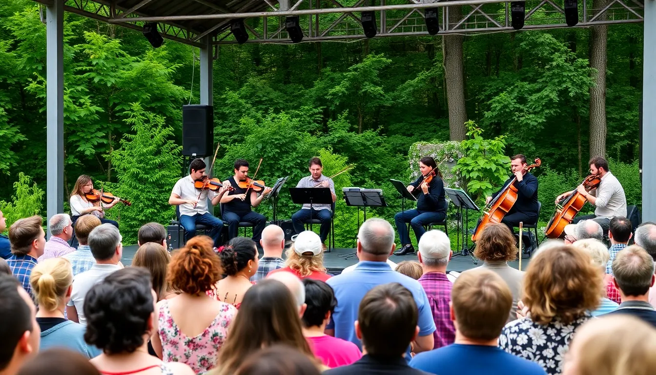 A string ensemble performs at Beare's Chamber Music Festival, captivating an audience with their interpretation of classical masterpieces.