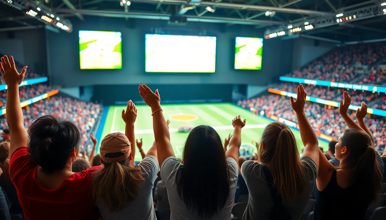 A vibrant scene of women enjoying a game together, showcasing the growing presence of female fans and the evolving culture of sports fandom