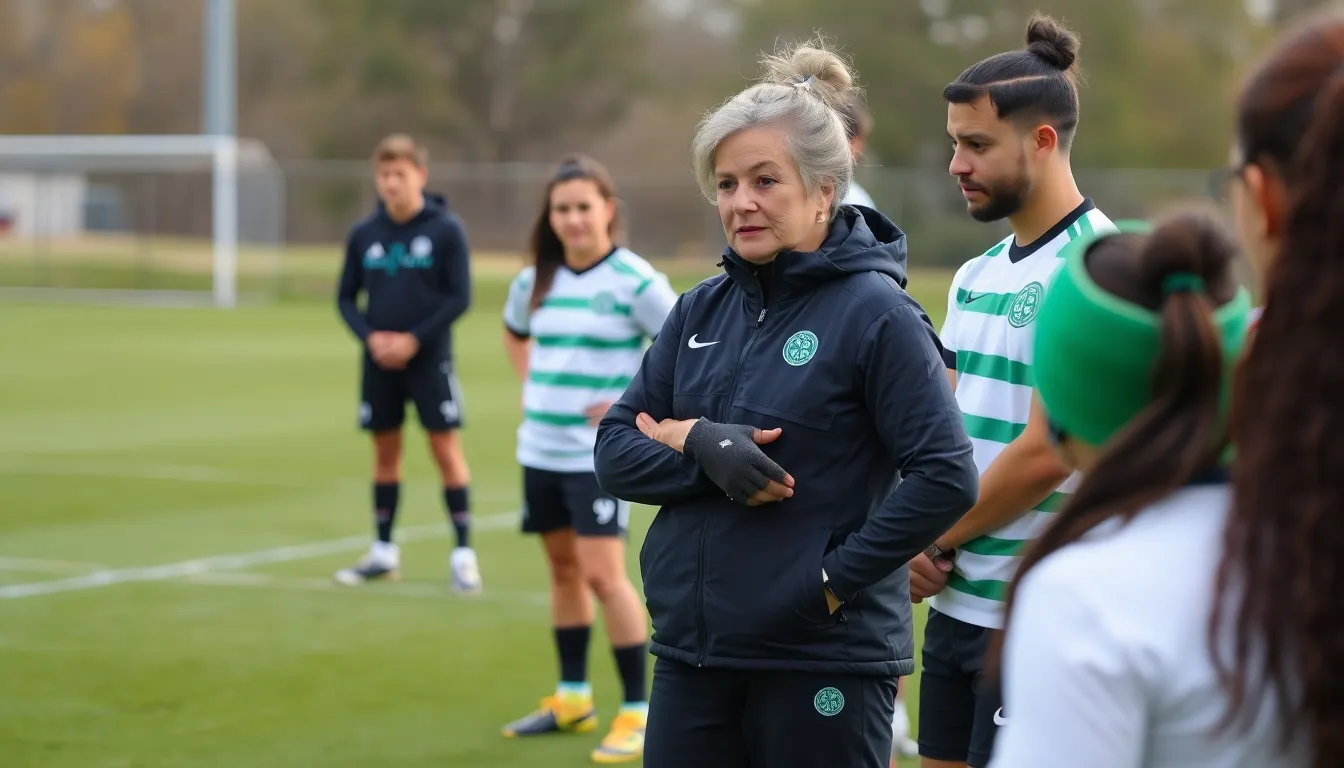 Celtic head coach Nancy addresses a crowd of concerned fans, urging them to remain hopeful despite the team's recent string of losses.