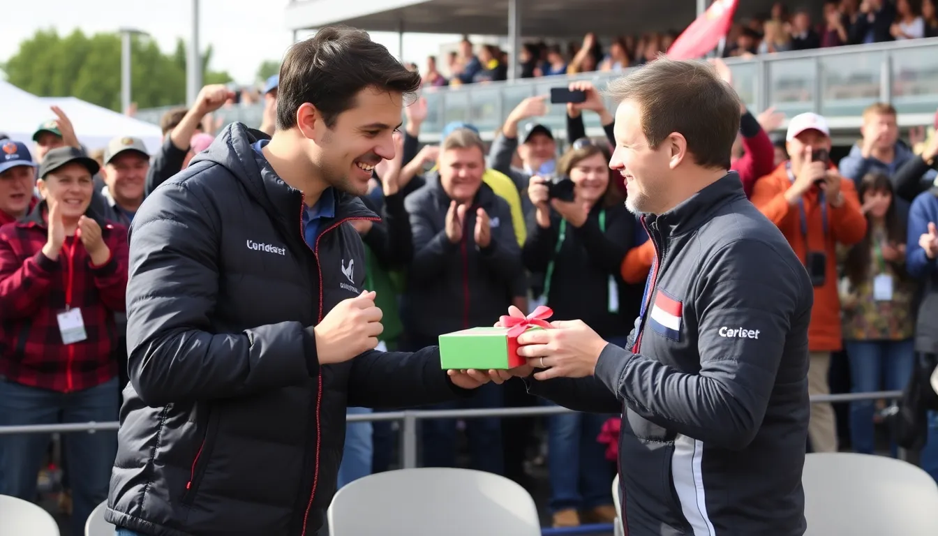 Fans express their excitement and amusement as they react to Charles Leclerc's playful Secret Santa gift to George Russell, showcased in a lively social media exchange.