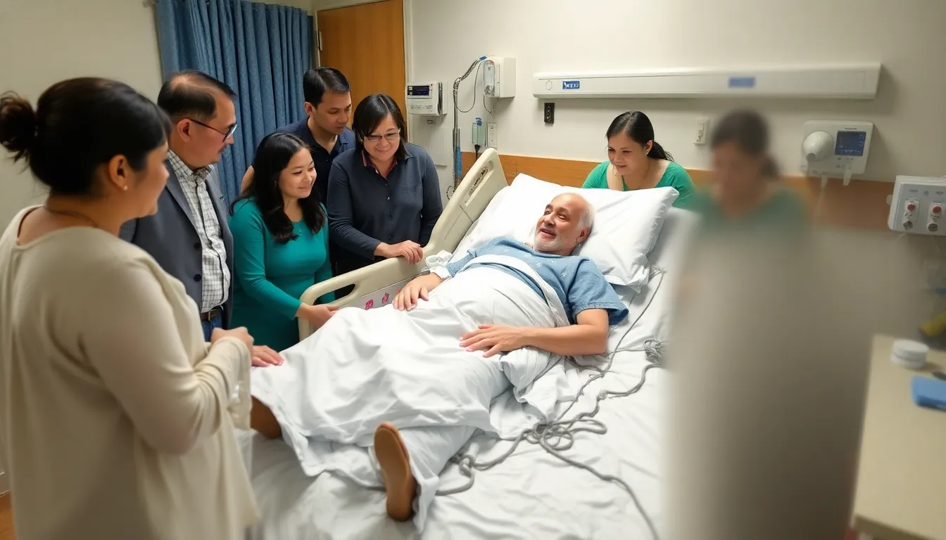 Fans and fellow actors celebrating together, showcasing their joy and support for Chevy Chase's return to health