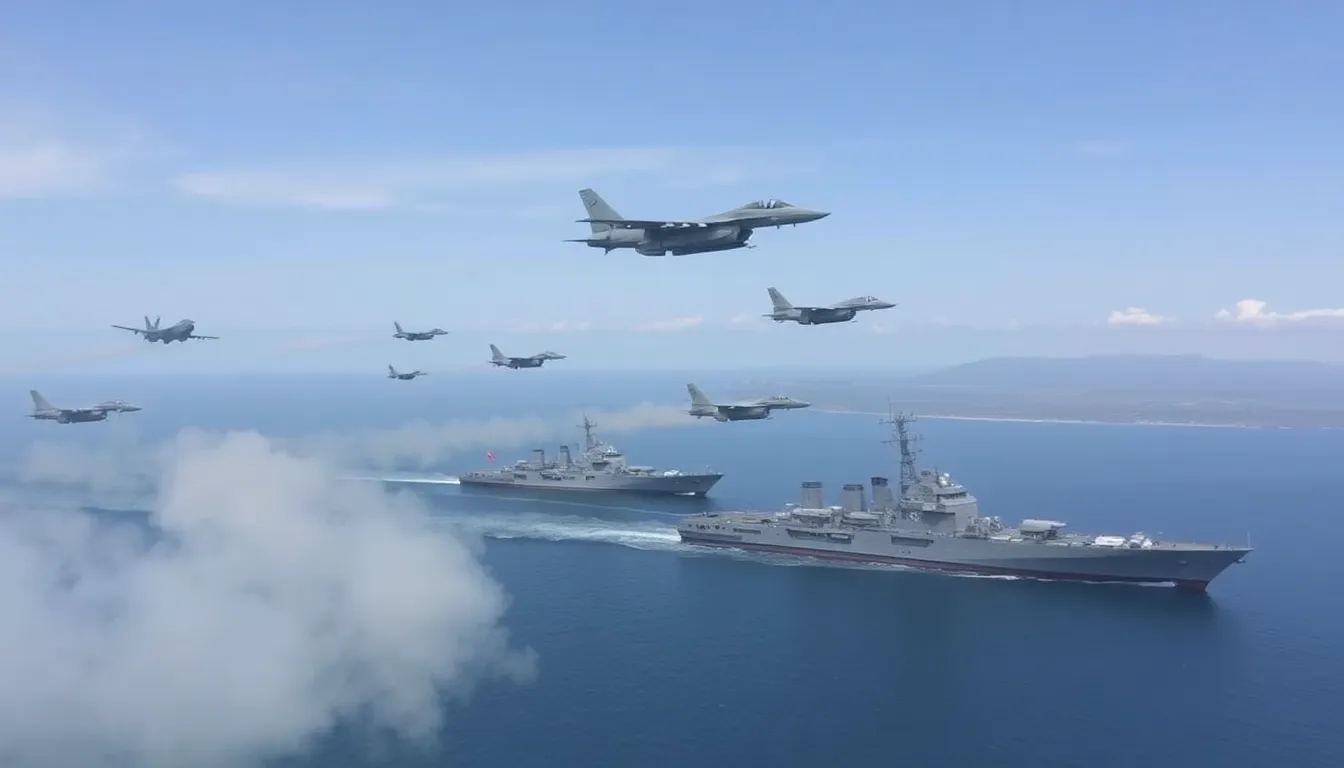 演習中に飛行する中国の戦闘機が台湾上空を通過する様子