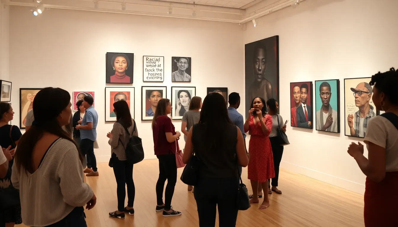 A diverse group of friends engages in a passionate discussion at a café, reflecting the themes of racial solidarity explored in recent media narratives.