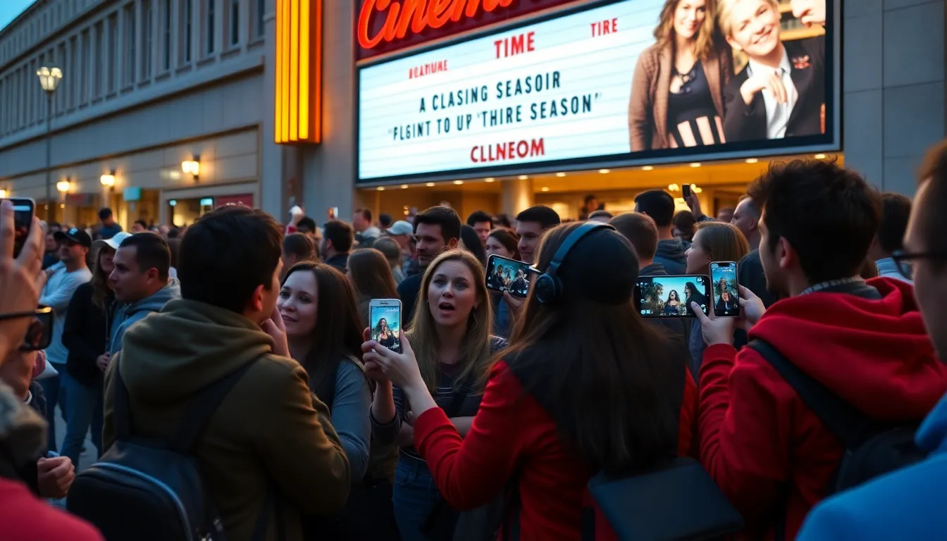 Fans gather at a convention, eagerly discussing the announcement of Dan Da Dan's third season and sharing their excitement over the new key visual featuring the main characters in actionpacked poses.