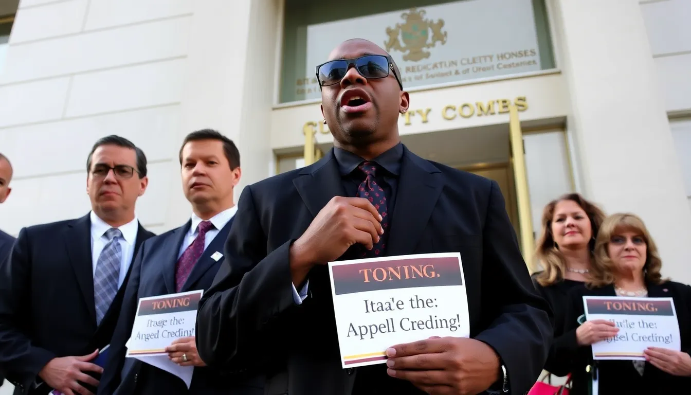 Sean Diddy Combs's legal team stands outside a courthouse, speaking to reporters as they announce their appeal against his recent sentencing.