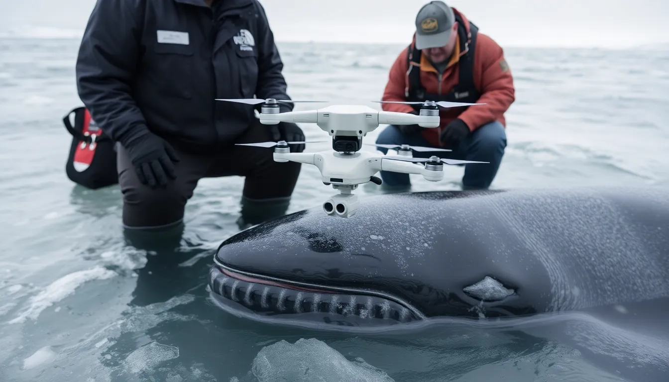 Scientists analyze breath samples collected by drones, revealing the presence of a virus that poses a threat to the wellbeing of Arctic whale species