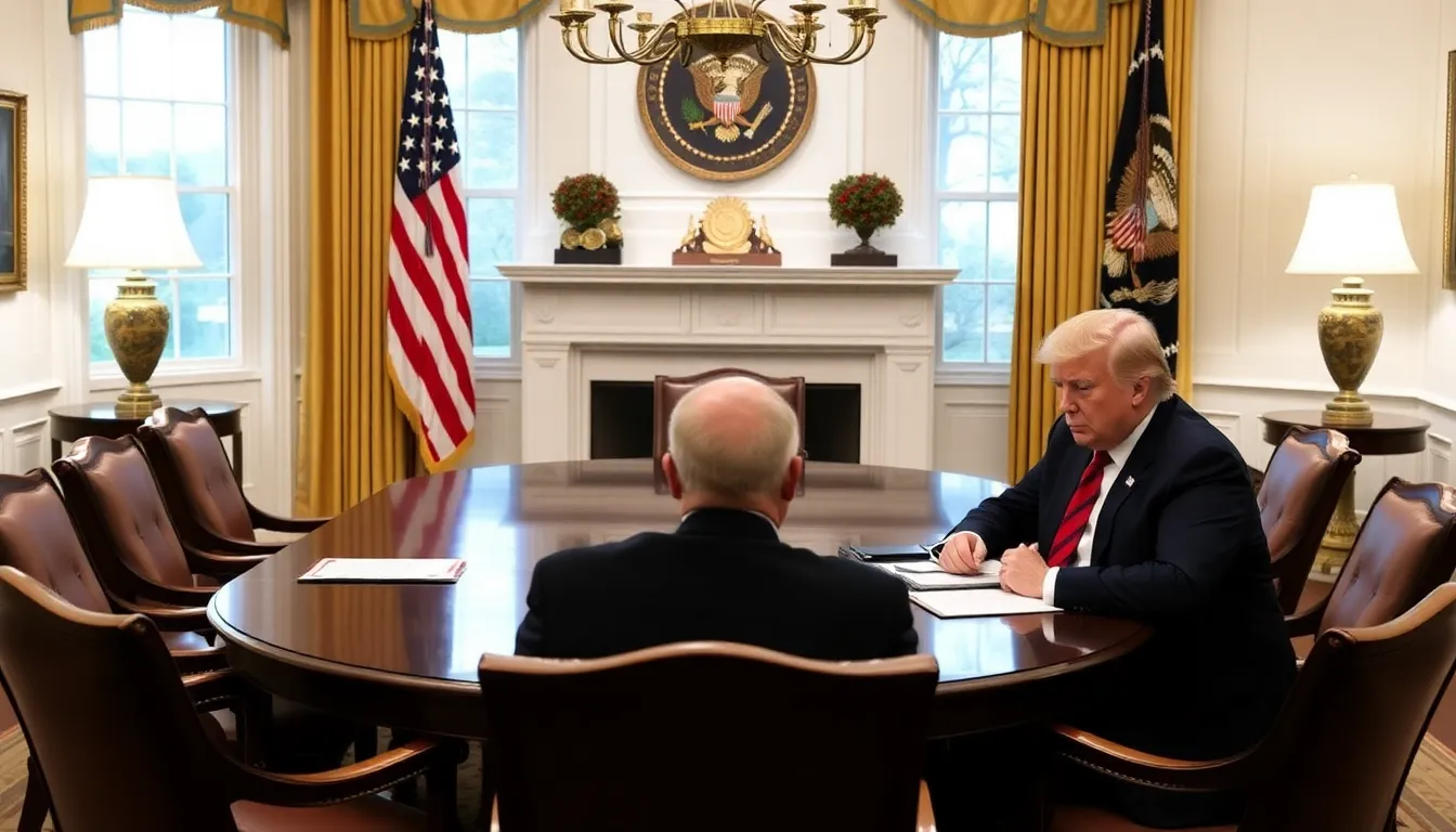 サランドス氏とトランプ大統領がエンターテインメント業界の政策について意見を交わしているシーン