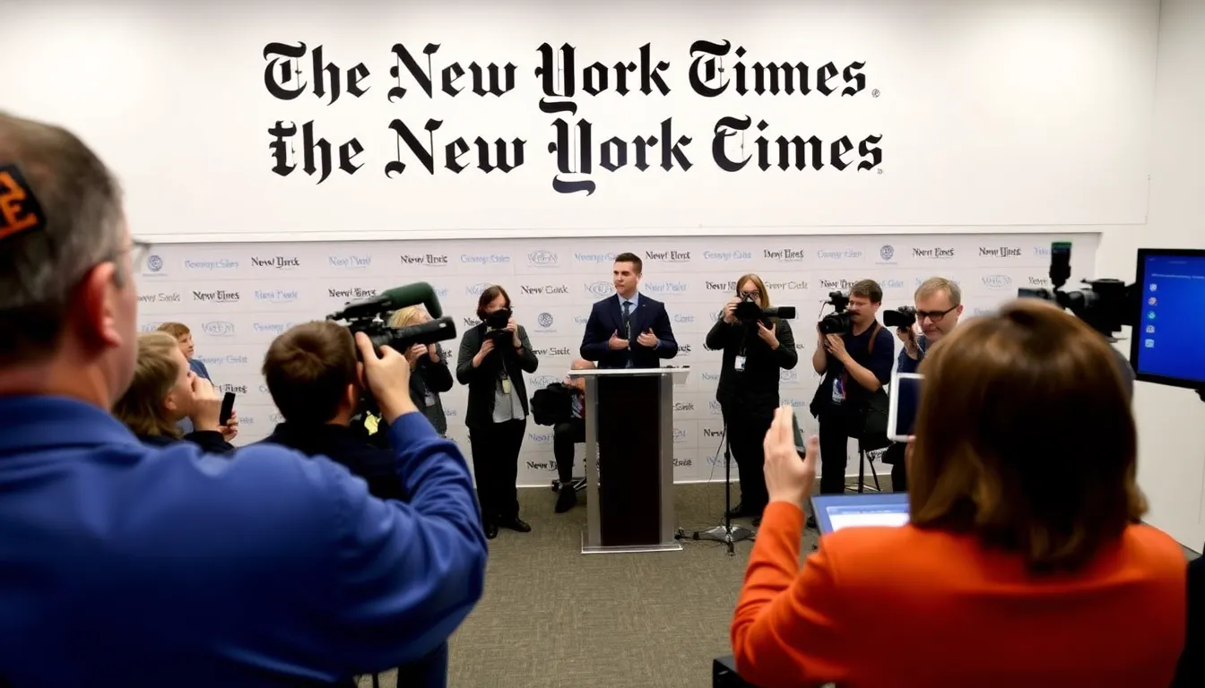 A closeup view of a digital screen displaying a news article from The New York Times, representing the content at the center of the legal battle with the AI startup Perplexity