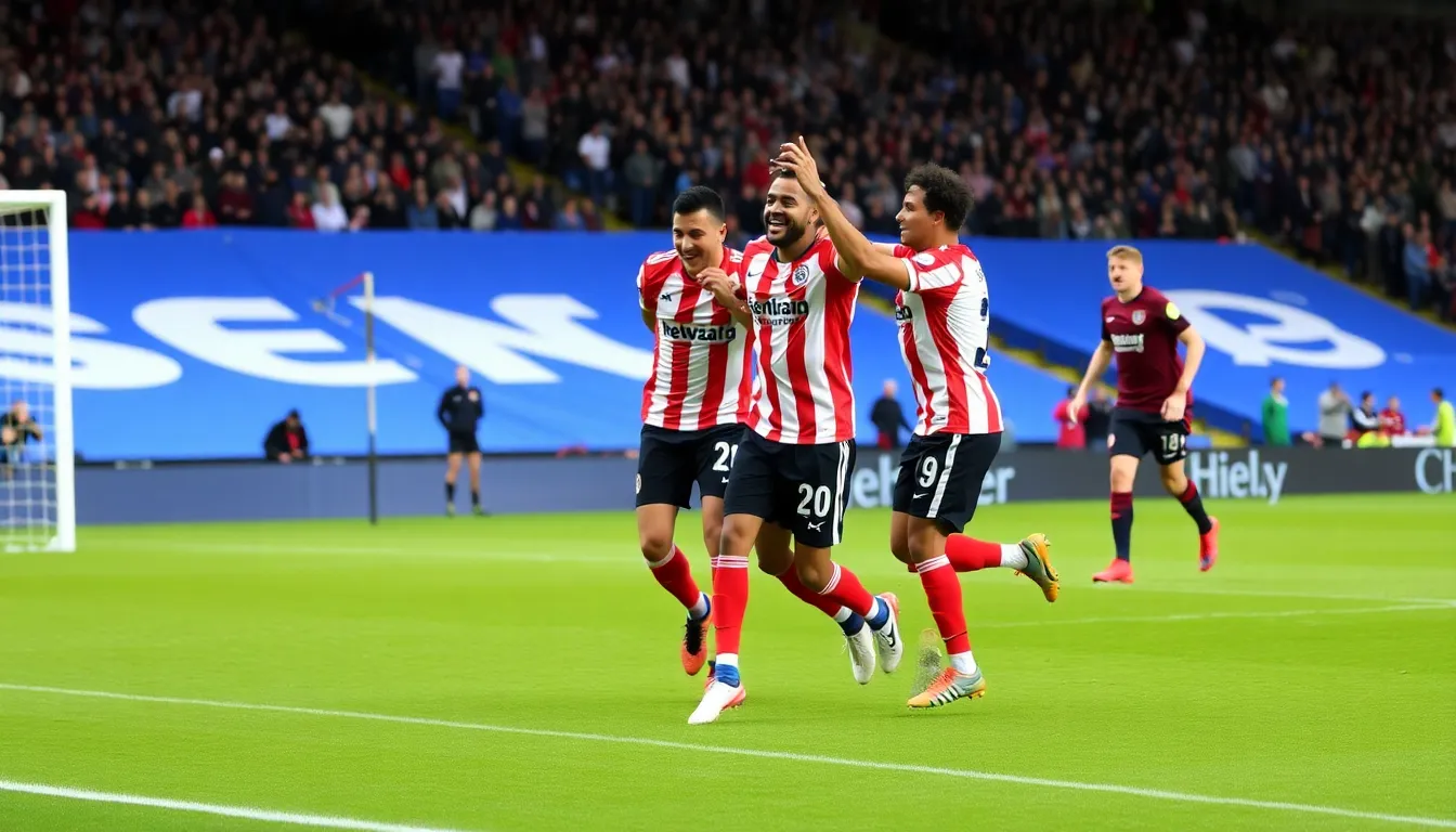 The ecstatic Brighton fans erupt in cheers, showcasing their passion and support for the team during the thrilling match
