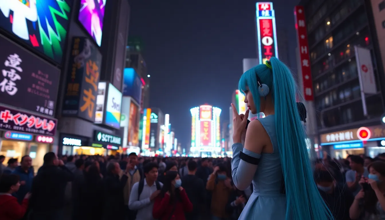 最新の映像技術を駆使した演出が施されたコンサートのステージ全景