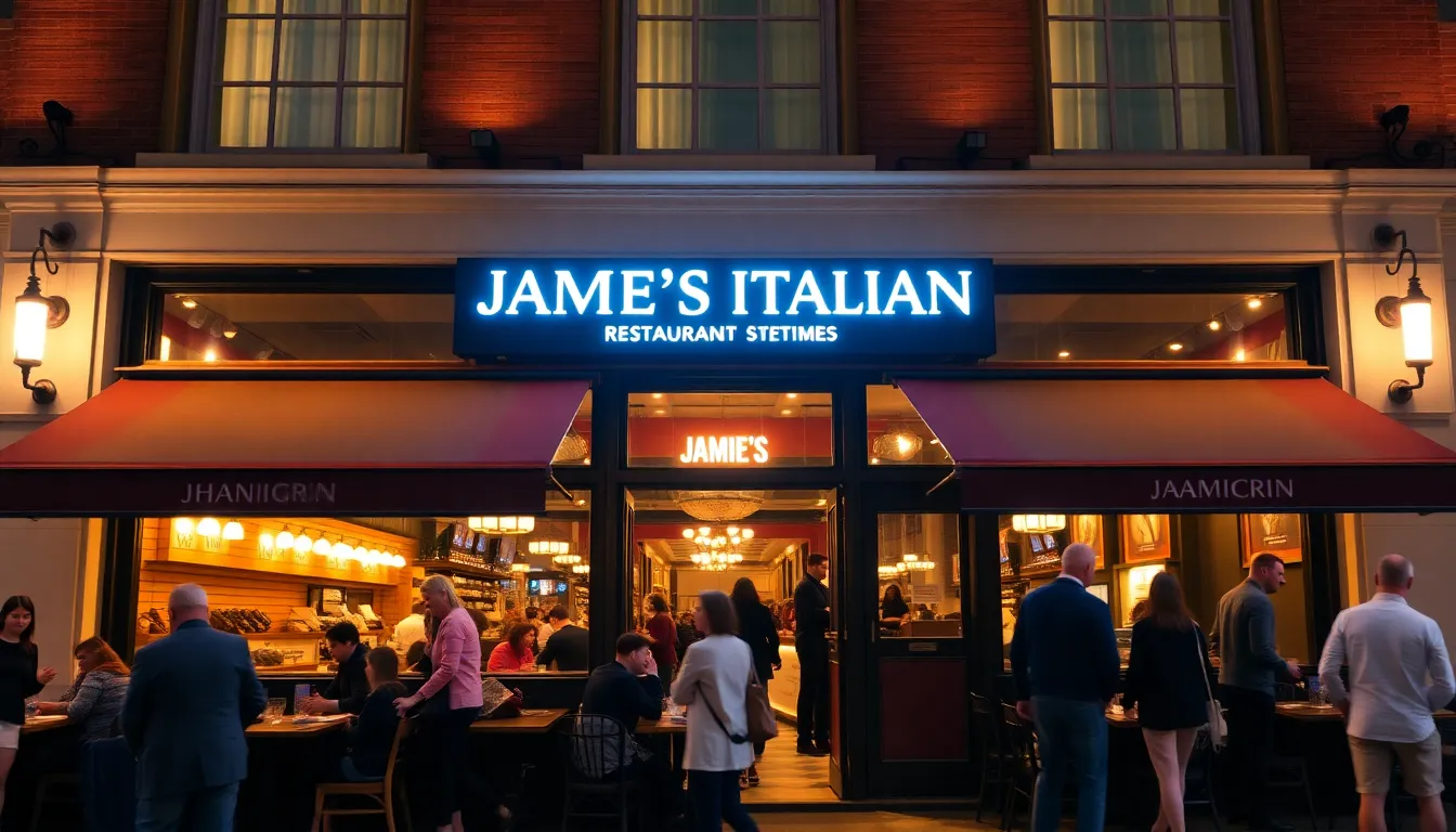 新たな店舗の前で笑顔を浮かべるジェイミー・オリバーが、開店準備を進めるスタッフと共にイタリアン料理の魅力を再発信する意気込みを示している。