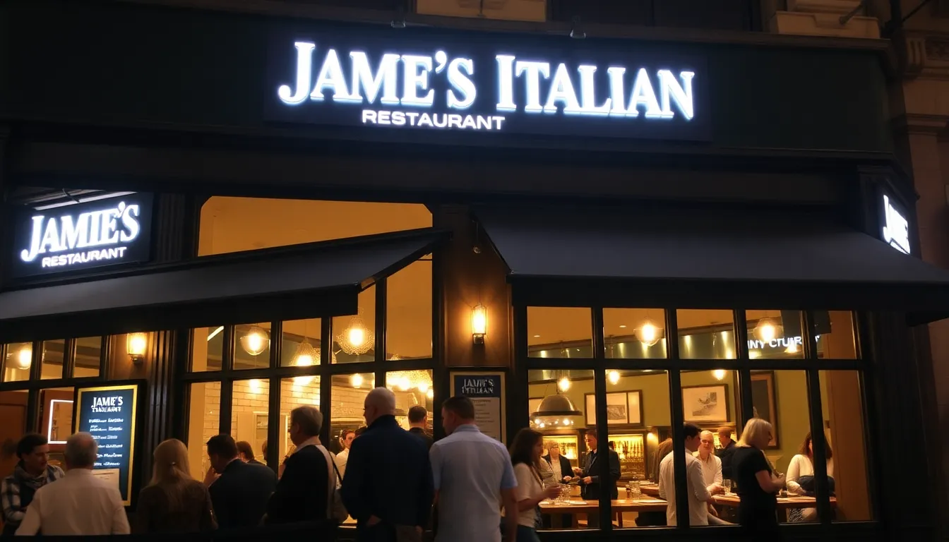 A community gathering outside a Jamie's Italian location, illustrating local support and excitement for the restaurant's anticipated reopening