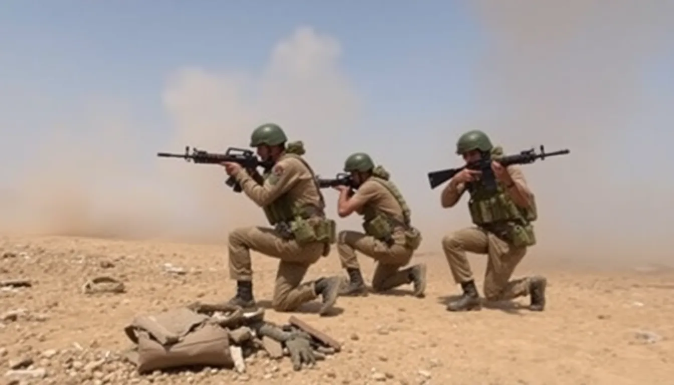 パキスタンとアフガニスタンの国境付近で、軍人たちが激しい衝突を繰り広げる中、煙が立ち上る背景には緊迫した状況が広がっている。