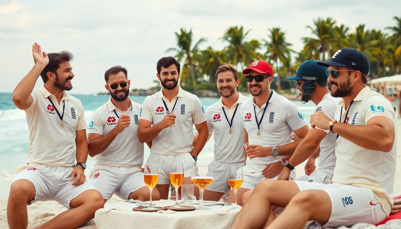 England cricket players sit dejectedly on the sidelines at the Sydney Cricket Ground, reflecting on their 41 defeat in the Ashes series against Australia.