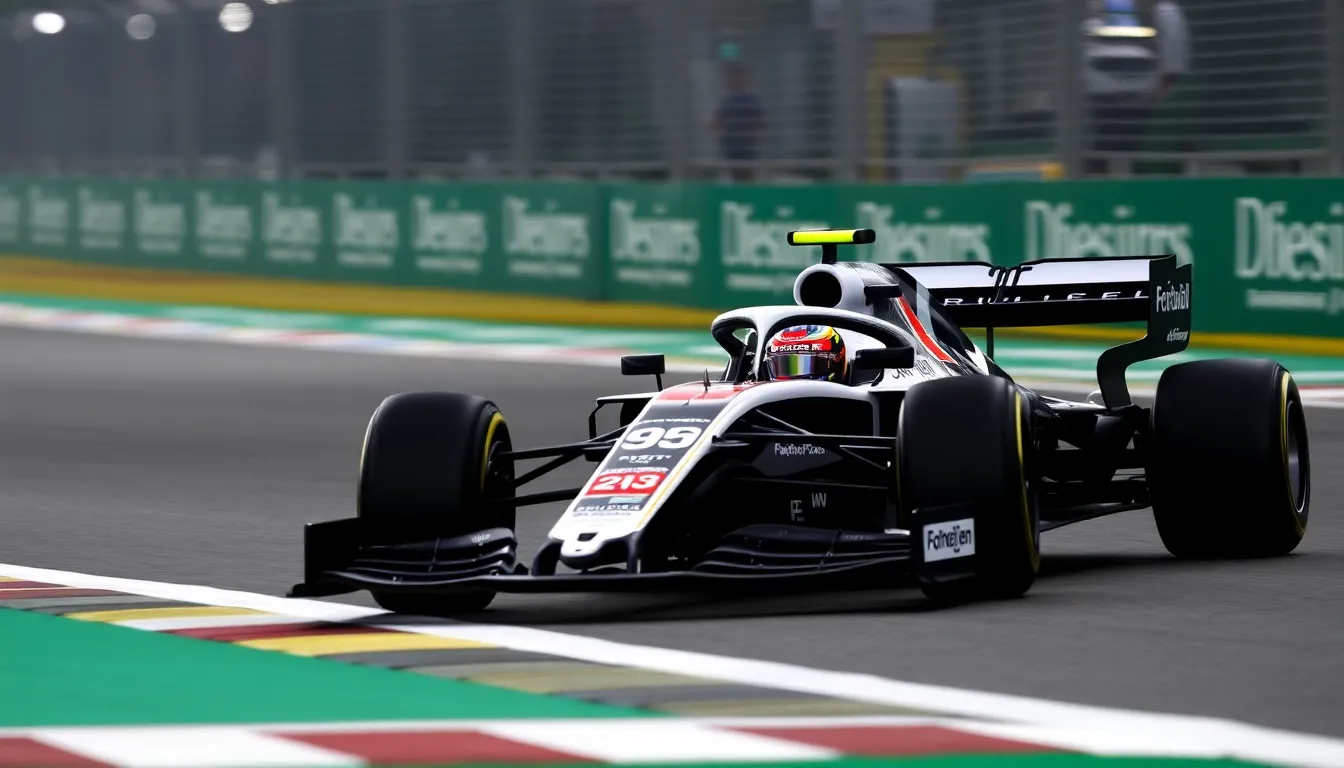 ジョージ・ラッセルがアブダビGPのFP3で優勝し、メルセデスのチームメンバーと共に喜びを分かち合う場面が捉えられている。