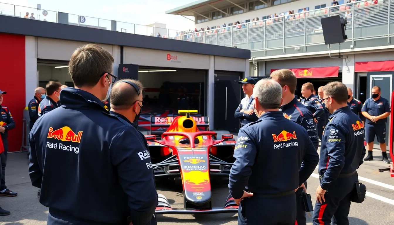 Helmut Marko is seen leaving the Red Bull Racing headquarters, signaling his early departure from the team ahead of the 2026 Formula 1 season.