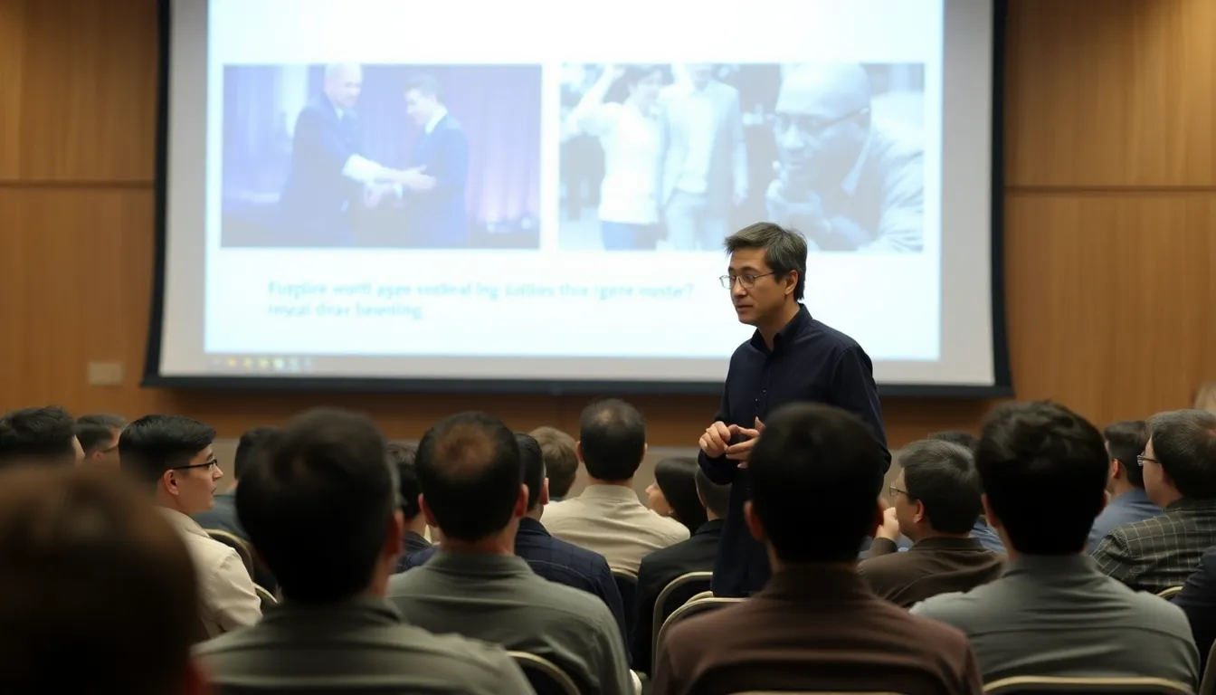 인터뷰 중 코지마가 게임의 기술 발전과 사회적 이슈의 연결성을 강조하는 모습