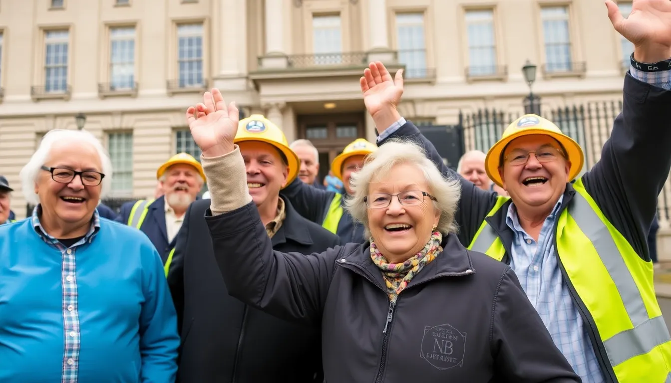 Former mineworkers gather in celebration as they learn about the historic £100aweek increase in their pensions, expressing joy and relief at the longawaited financial support.