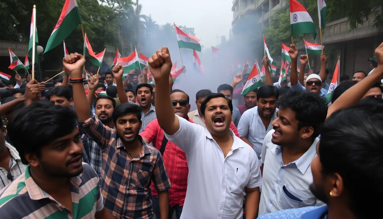 Protesters clash with police in a chaotic scene on the streets of Dhaka, as tensions rise over government actions and minority rights issues in Bangladesh.