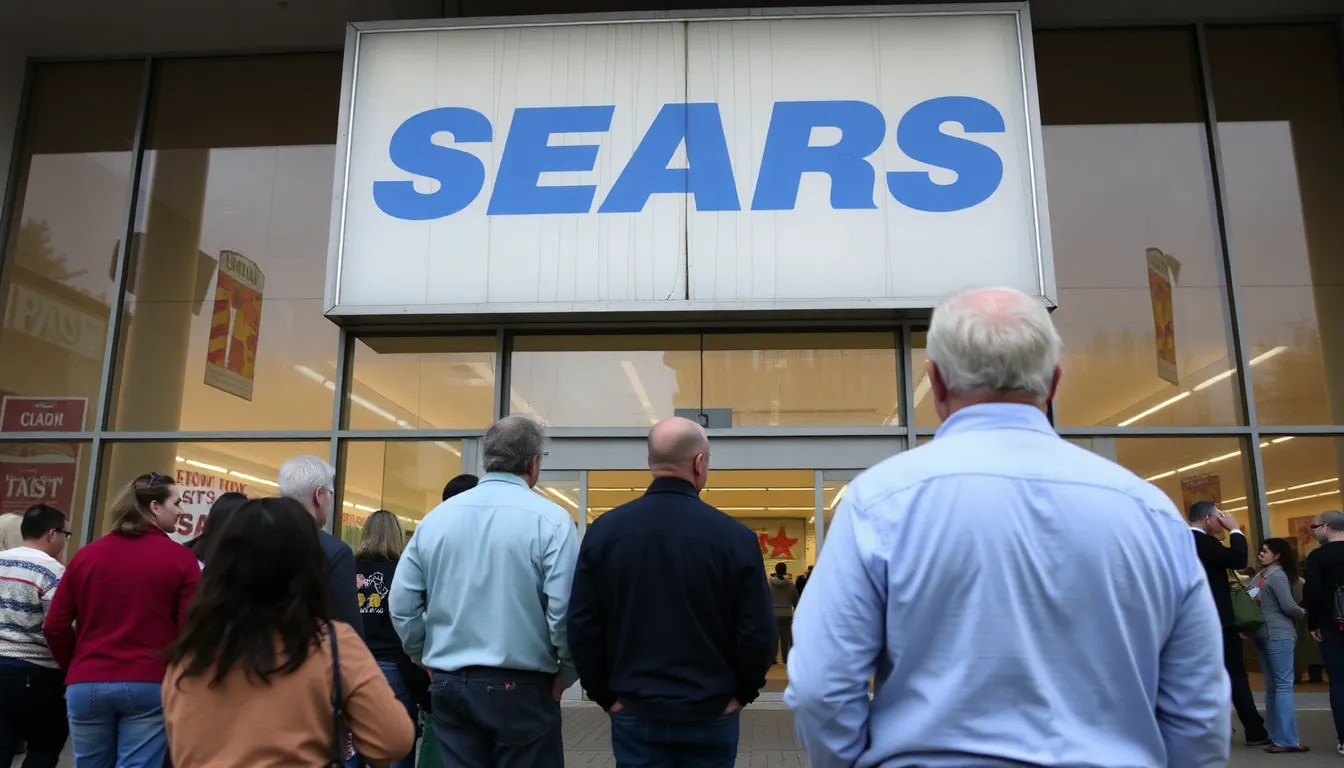 Customers peruse the aisles of a surviving Sears location, showcasing the company's struggle to maintain its relevance in a competitive retail landscape