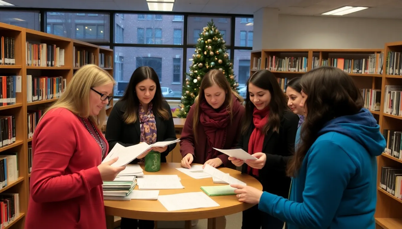 クリスマス関連の読み聞かせイベントで、家族が一緒に本を楽しんでいる風景