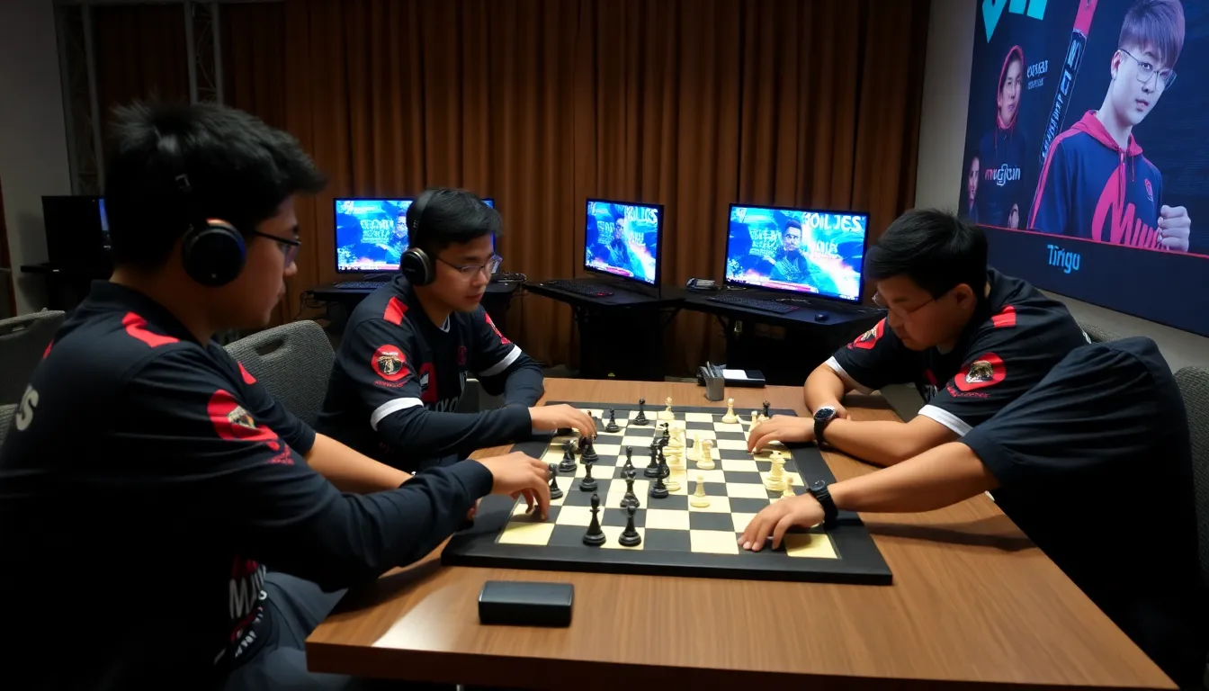Players from the Malaysian team strategize together during an intense moment in the final match against Indonesia