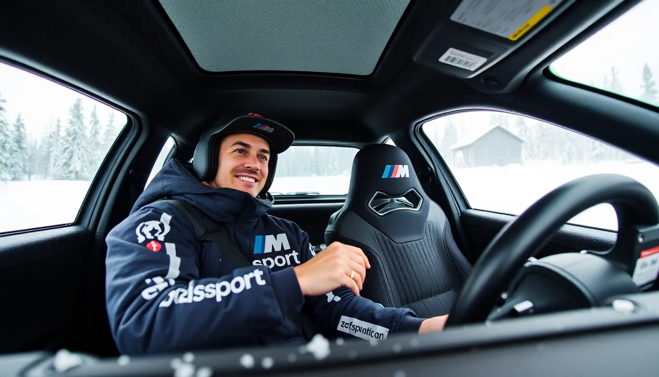 The MSport rally car in action on a challenging course, symbolizing the team's commitment to nurturing emerging talents like Sesks in the competitive WRC landscape