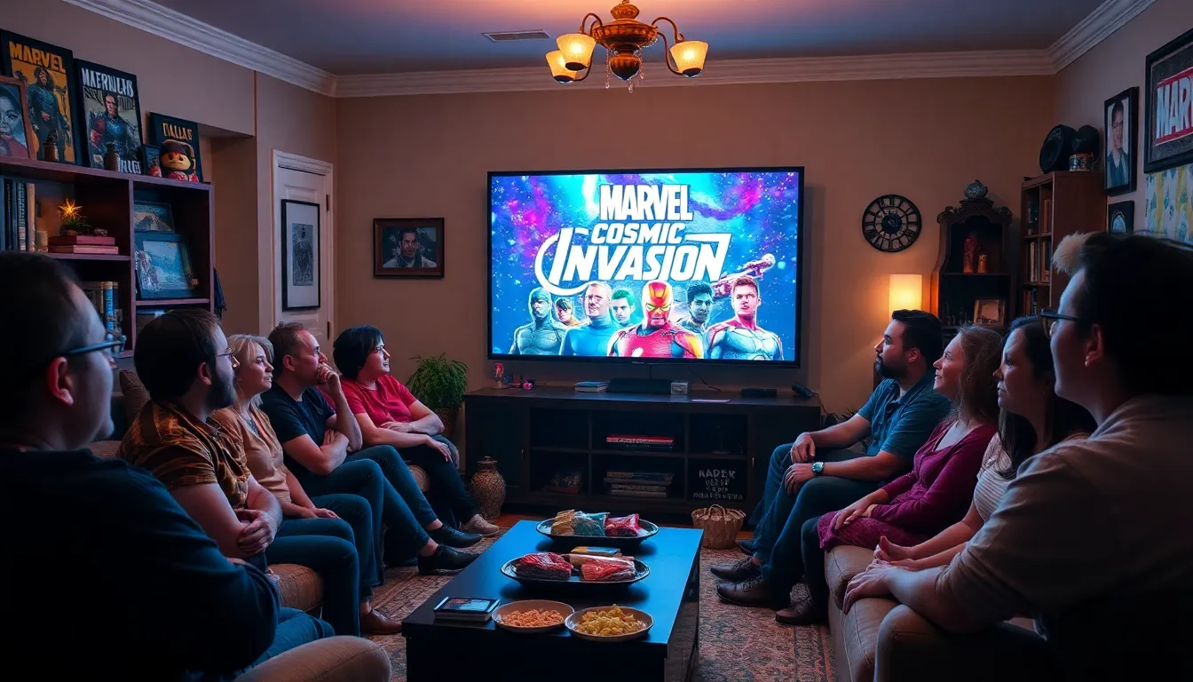 A montage of iconic Marvel cosmic characters, including Adam Warlock and the Silver Surfer, showcases the rich tapestry of the universe's history and evolution