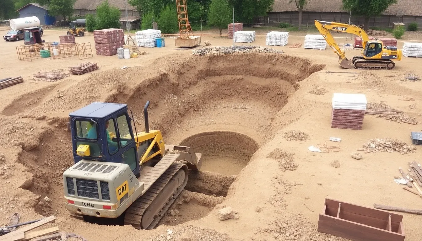 Construction workers are seen collaborating on a new reservoir project designed to enhance water storage capacity in a droughtprone area.