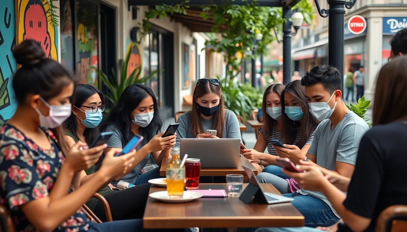 A classroom setting with students engaging in an online learning session, emphasizing the adaptation to digital education during the pandemic