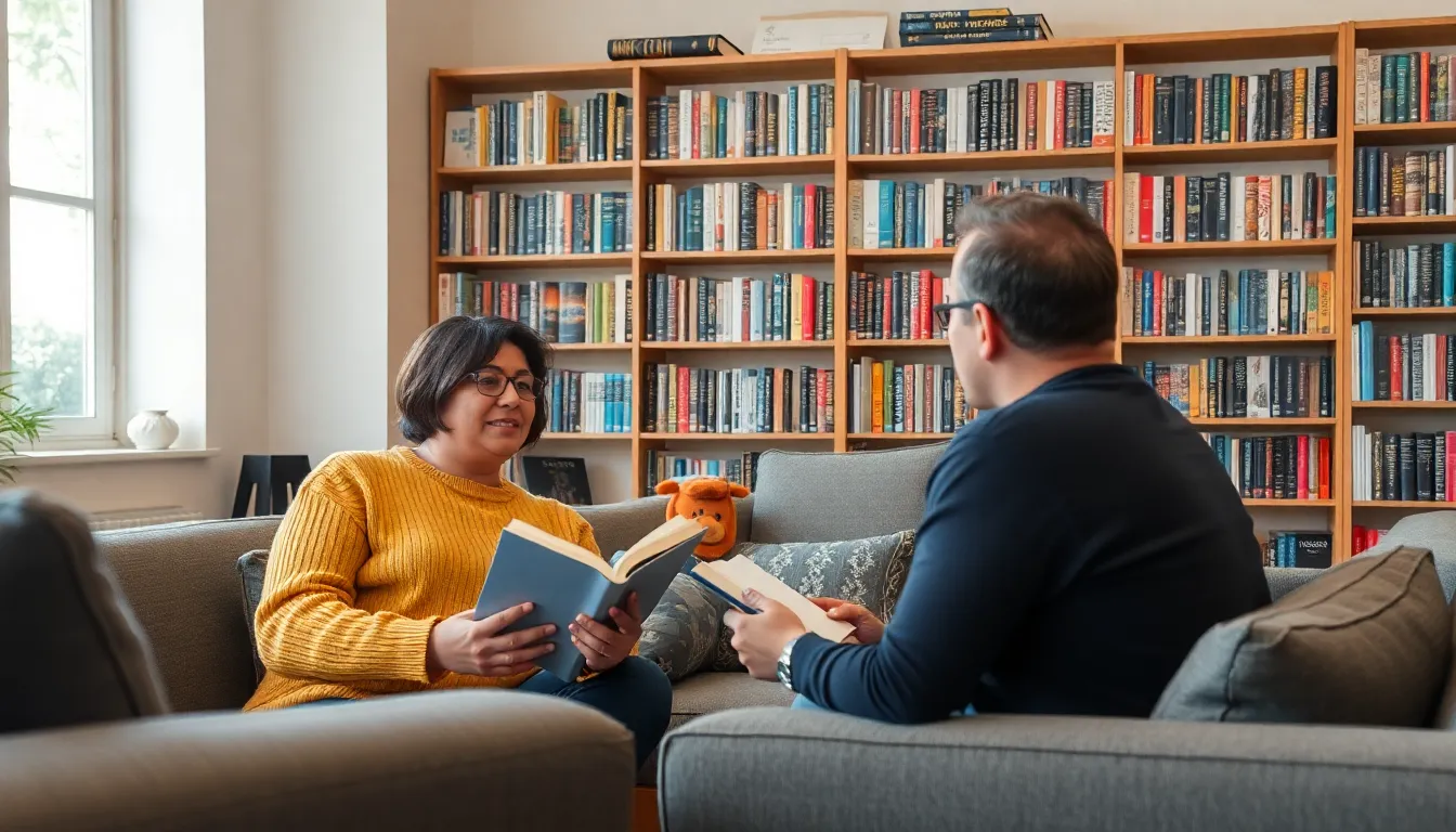 A vibrant display of diverse book covers at a community event, illustrating the rich variety of genres and voices that can be explored through personal recommendations