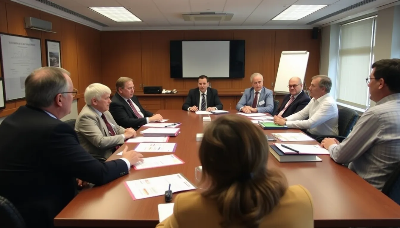 A group of healthcare professionals discusses the latest guidelines on prostate cancer screening in a conference room, highlighting the importance of informed decisionmaking for men's health.