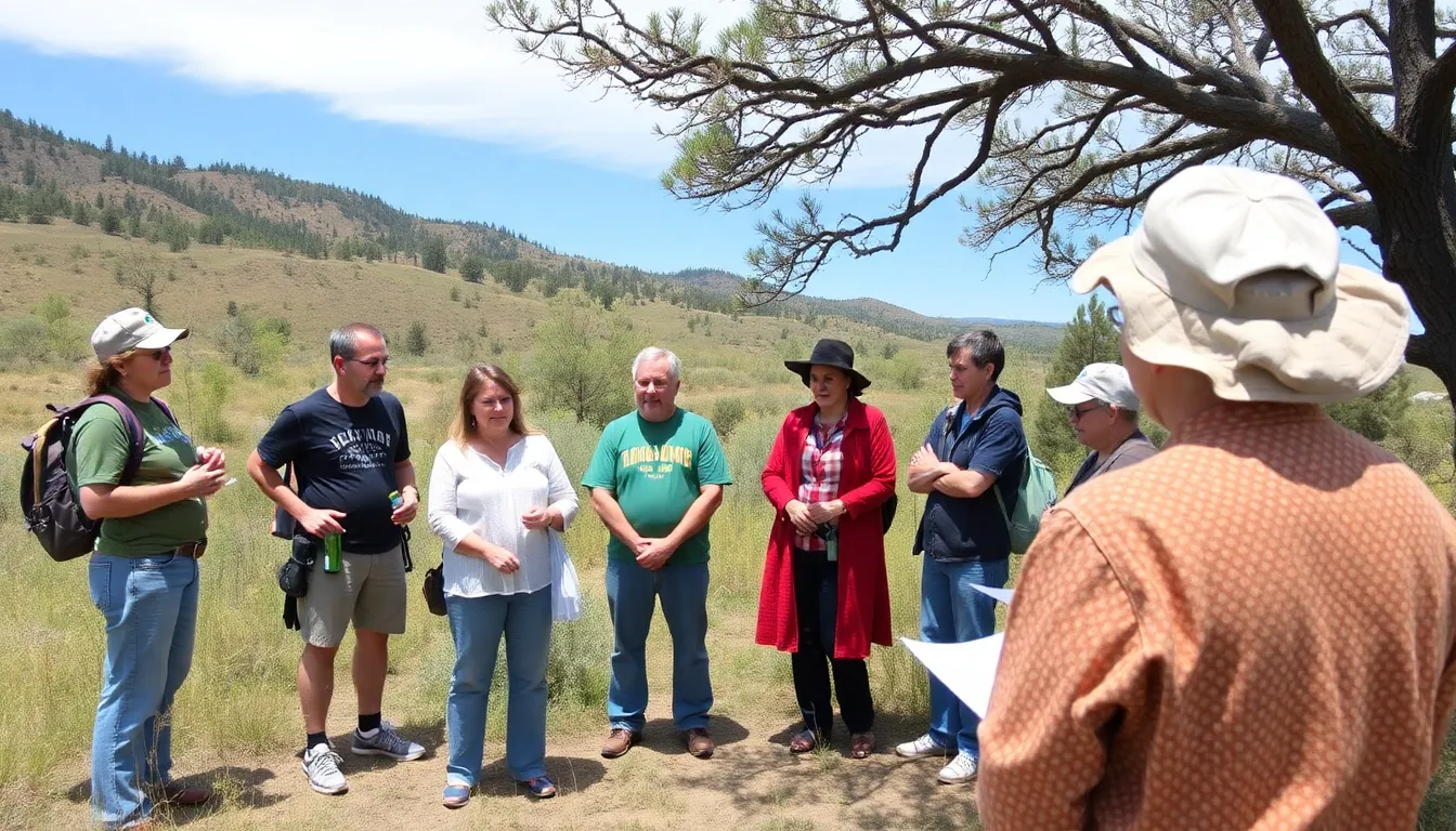 A community workshop in progress, where local residents learn about the importance of the Sacramento Mountains Checkerspot Butterfly and ways to get involved in conservation efforts