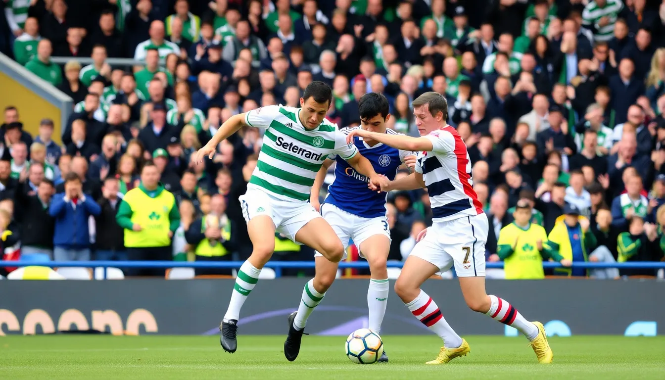 A packed stadium filled with excited supporters, highlighting the cultural significance of the upcoming Old Firm derby