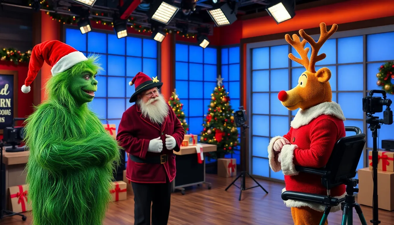 Rudolph shares his whimsical journey to acceptance among other reindeer, adding a lighthearted touch to the festive skit