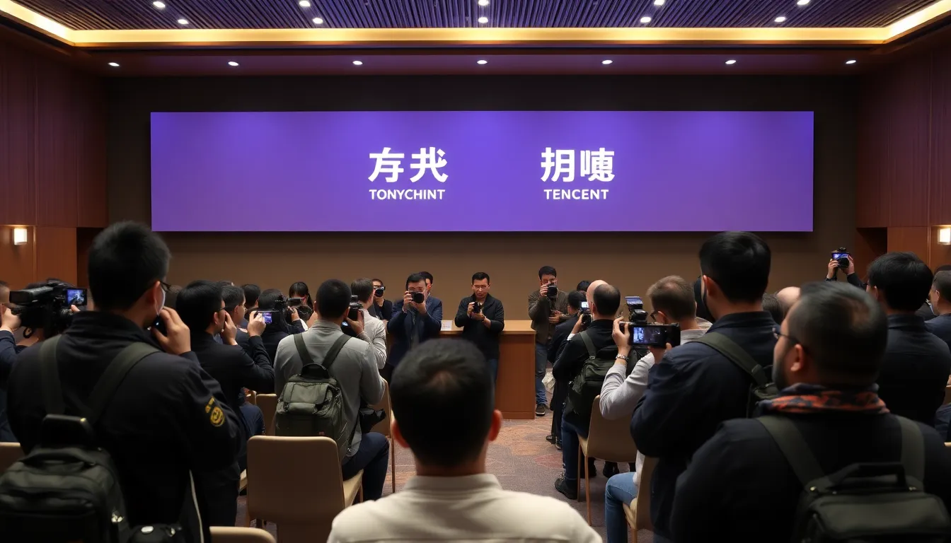 Sony and Tencent representatives shake hands in a conference room, signaling the resolution of their legal dispute over the game Light of Motiram.