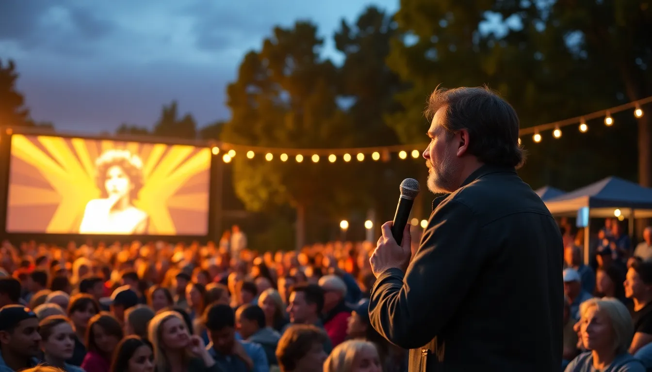 特別な上映イベントに参加するために映画館に向かうファンの期待感が漂う風景