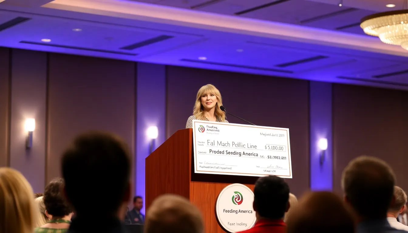 A crowd gathers to celebrate Taylor Swift's philanthropic efforts, highlighting the connection between her music and her commitment to social causes
