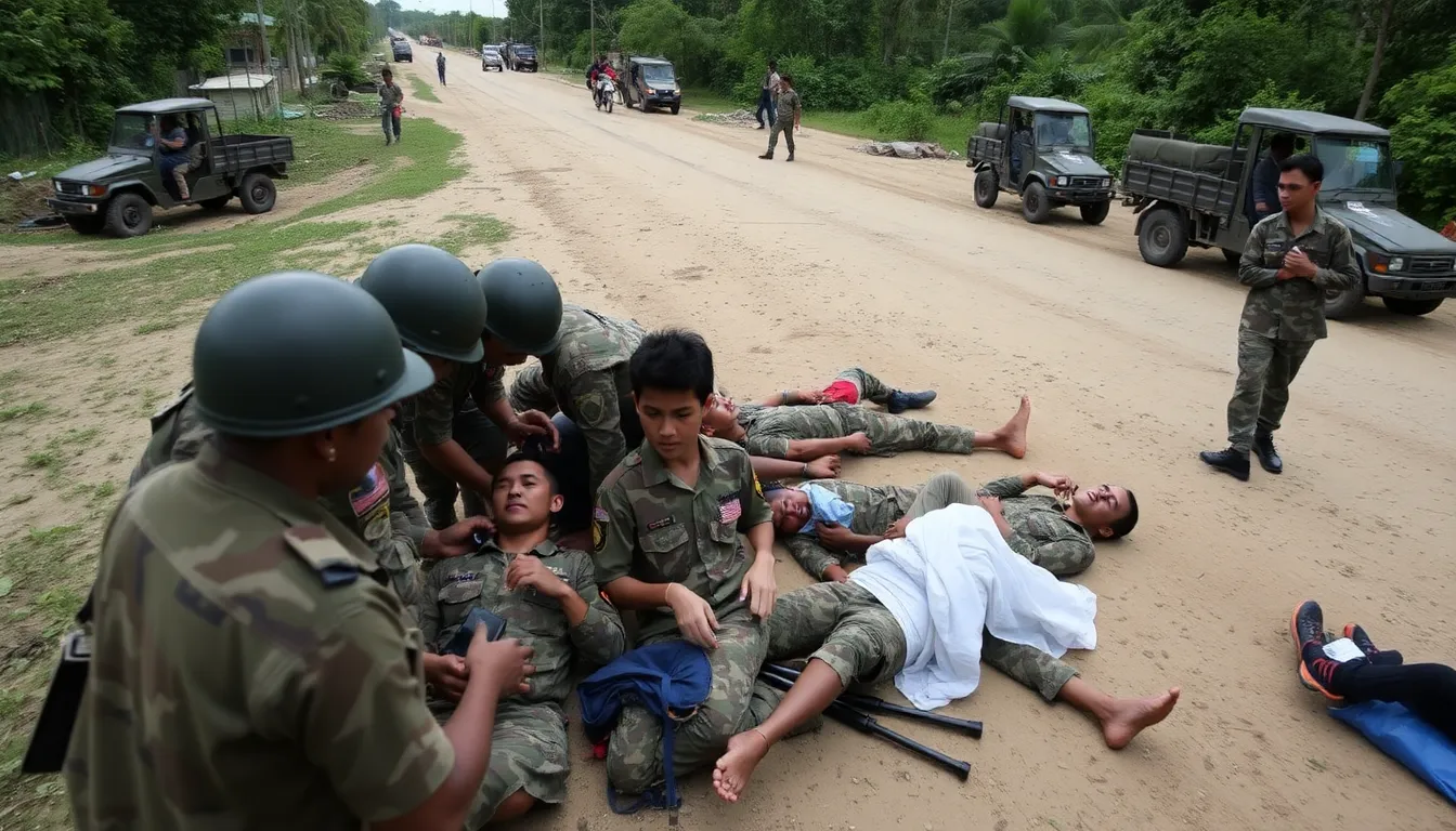 Thai military officials hold a press conference, expressing concerns over alleged ceasefire violations by Cambodian troops along the disputed border region.
