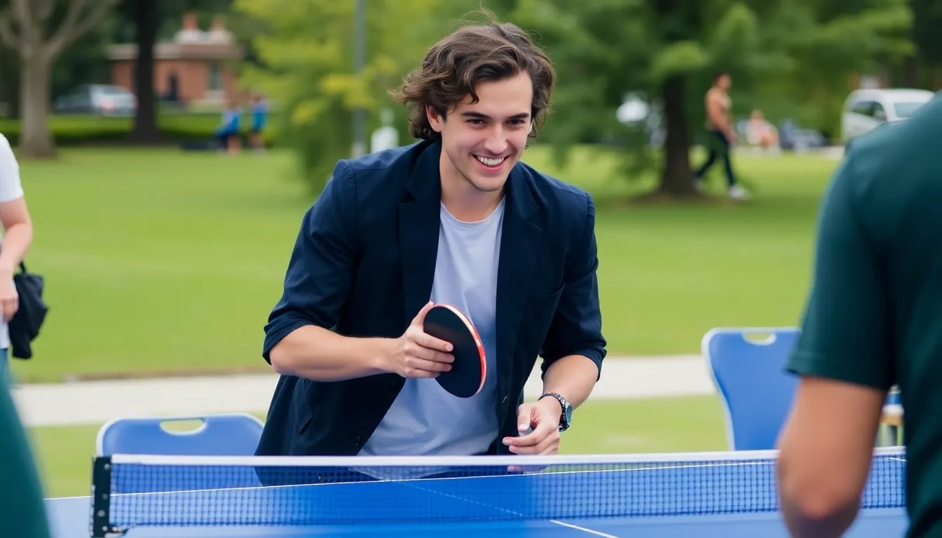 젊은 세대가 탁구를 통해 친목을 다지며 소통하는 모습이 그려진 장면