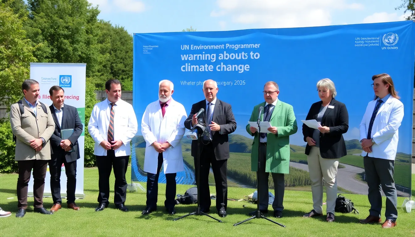 A leading climate scientist speaks at a press conference, expressing concerns about the alleged manipulation of a UN environment report by certain nations to favor fossil fuel interests.