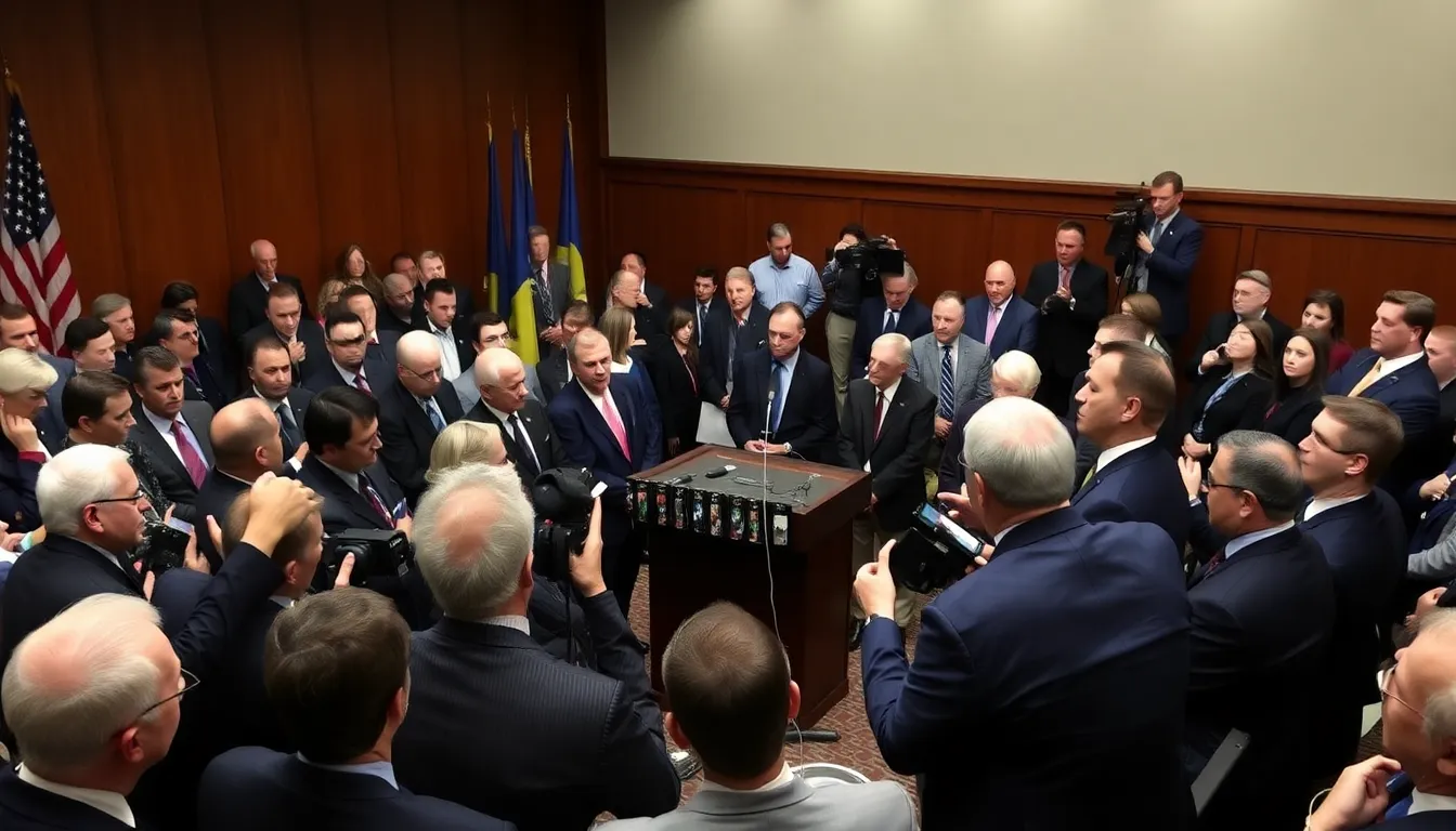 Ukrainian President Volodymyr Zelenskyy speaks during a meeting with US officials about the proposed withdrawal of Ukrainian military forces from the Donbas region.