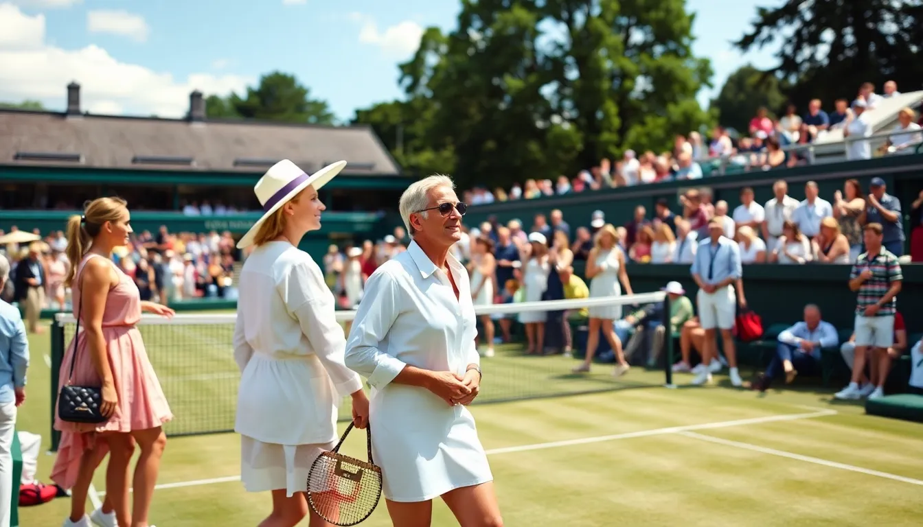 Officials at Wimbledon are seen wearing casual attire instead of the traditional formal clothing, prompting discussions among spectators about the event's evolving dress code.