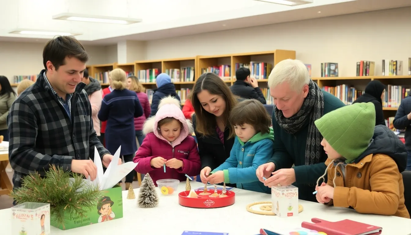 Local officials discussing plans with library staff to enhance community event offerings during the winter months, highlighting the importance of collaboration for social engagement